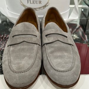 Mens Ralph Lauren Purple Label grey suede slip on shoes